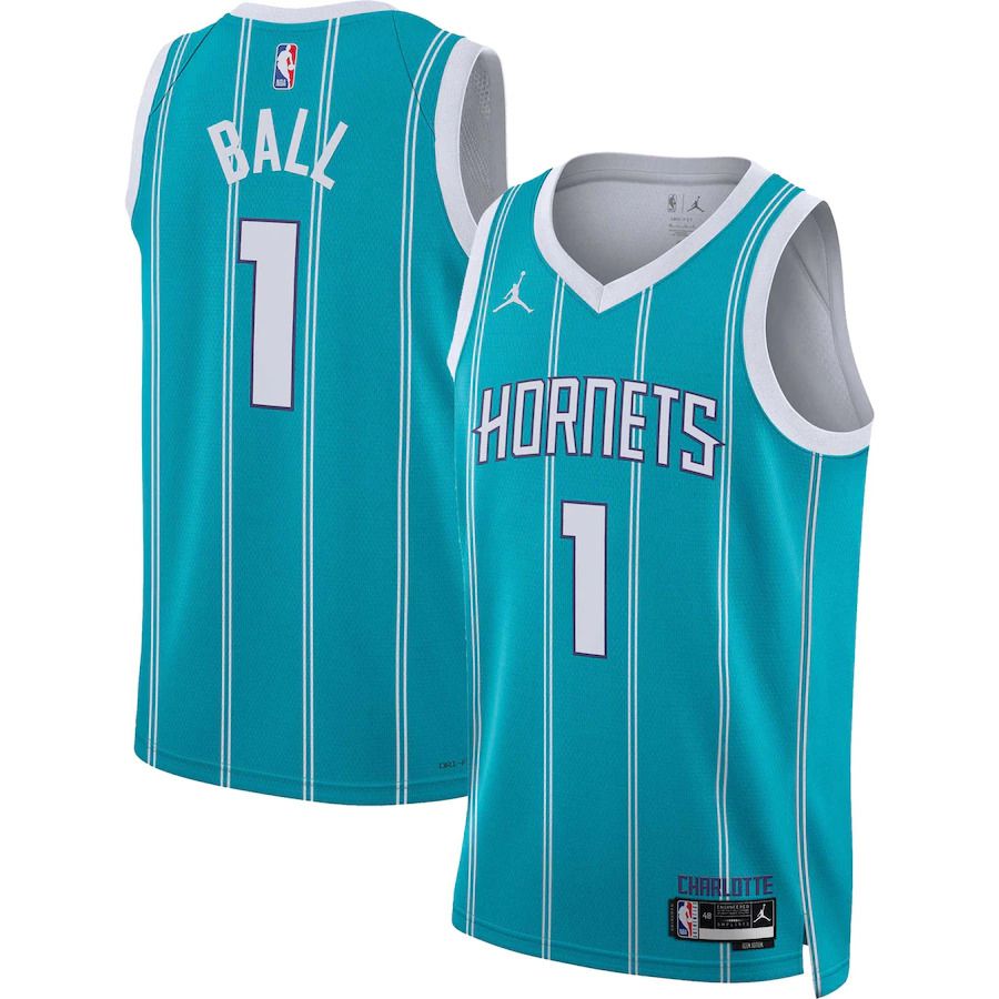 Men Charlotte Hornets #1 LaMelo Ball Jordan Brand Teal Icon Edition 2022-23 Swingman NBA Jersey->customized nba jersey->Custom Jersey